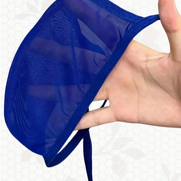Sapphire Blue Sheer Mesh Thong G-String OSFA - Picture 4 of 9
